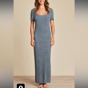 Barefoot Dreams cozy chic square neck ribbed Dress NWOT